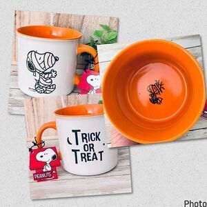 NWT Gorgeous Peanuts Mummy Snoopy & Woodstock Halloween Orange White Jumbo Mug